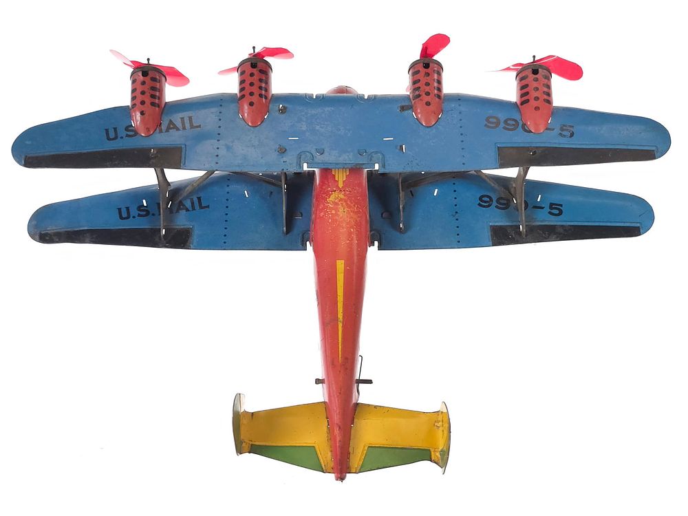 Lot 379: Marx TWA US Mail Biplane Tin Windup