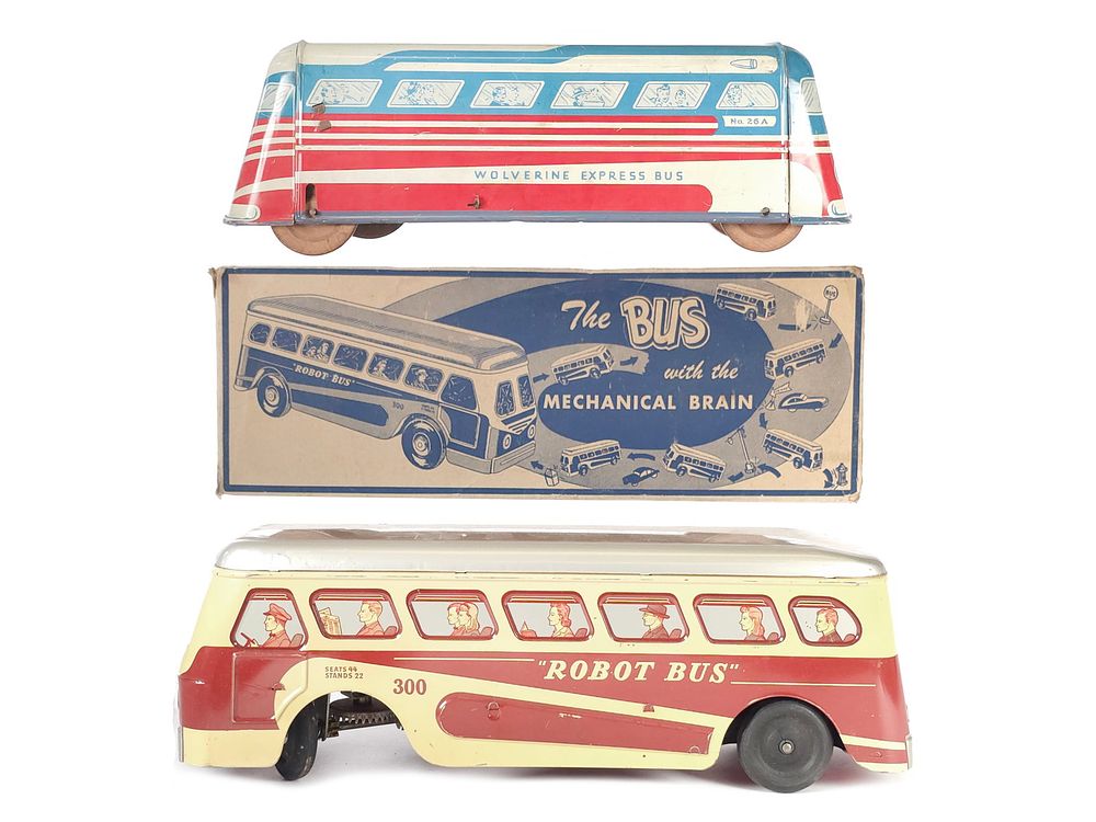 Lot 385: (2) Wolverine Express Bus & Woodhaven Robot Bus w/Box