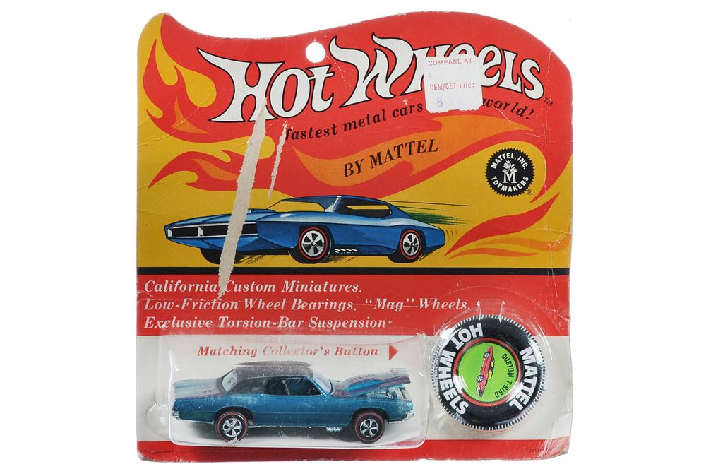 Lot 390: Hot Wheels Redlines 1968 Aqua H.K. Custom T-Bird Carded by Mattel Toys