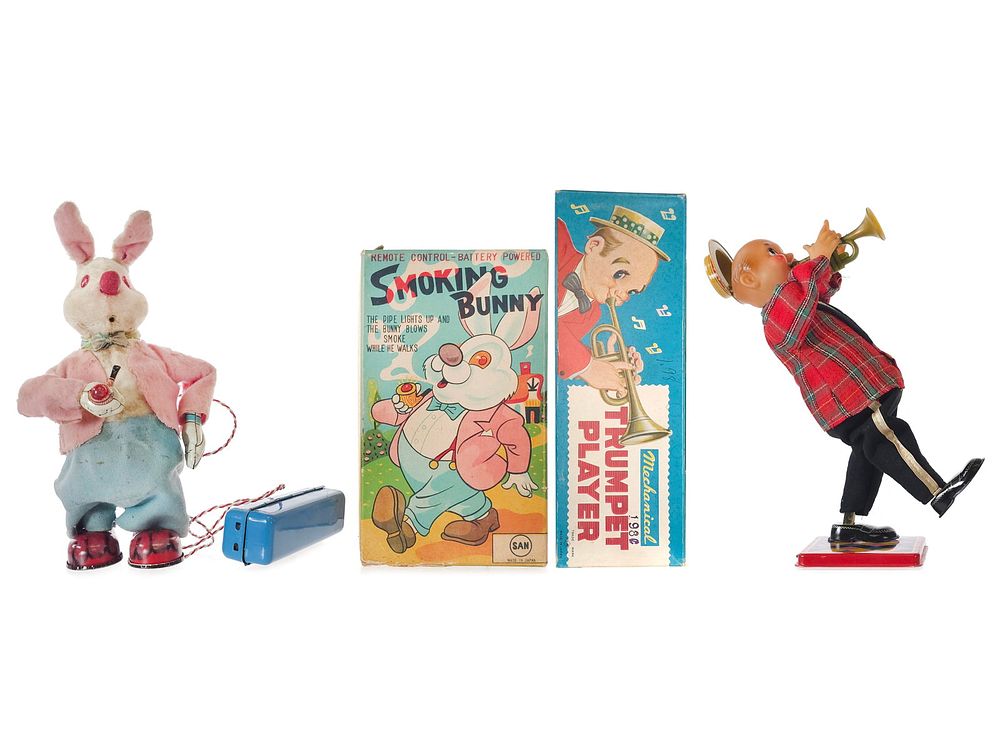 Lot 397: (2) Nomura T.N. Trumpet Player & SAN Smoking Bunny Boxed