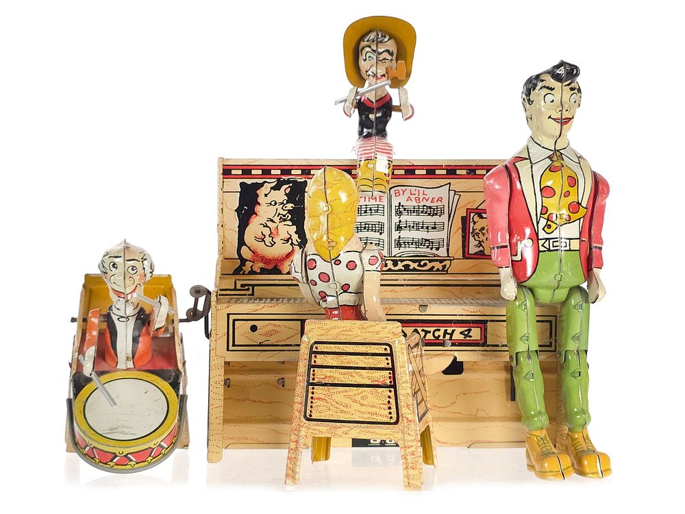 Lot 398: Unique Art Tin Lil' Abner and his Dogpatch Band Tin Windup