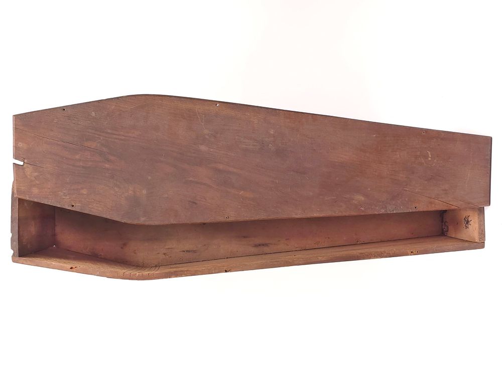 Lot 405: Solid Wood Pinched Toe Black Child's Coffin