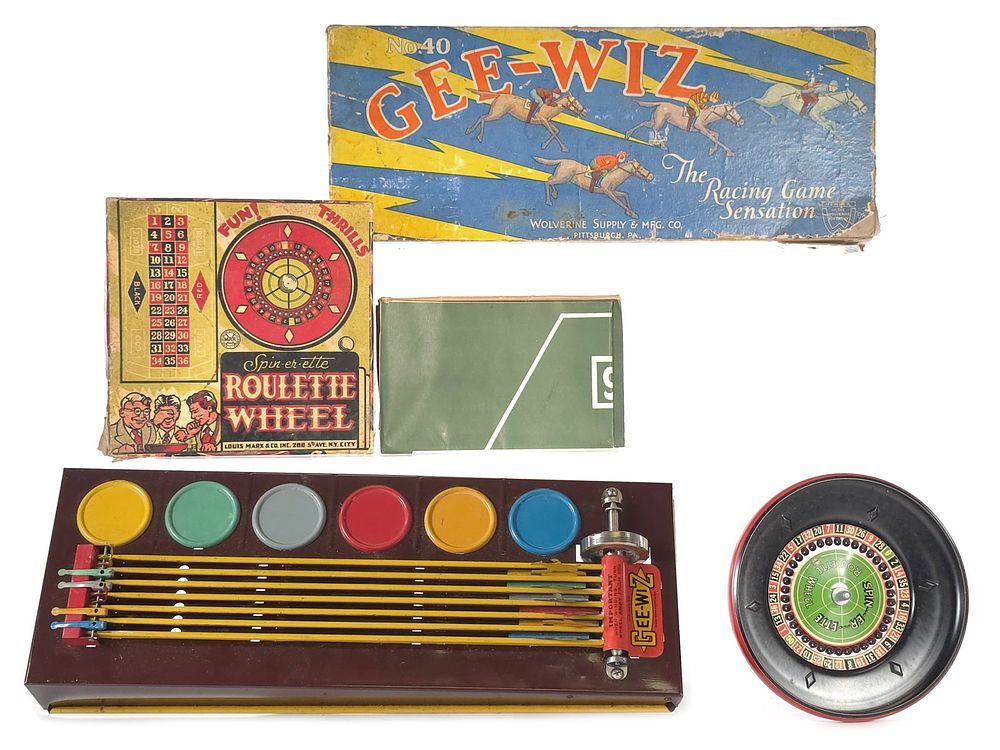 Lot 406: (2) Marx Roulette Wheel & Wolverine No. 40 GEE-WIZ Racing Game Boxed