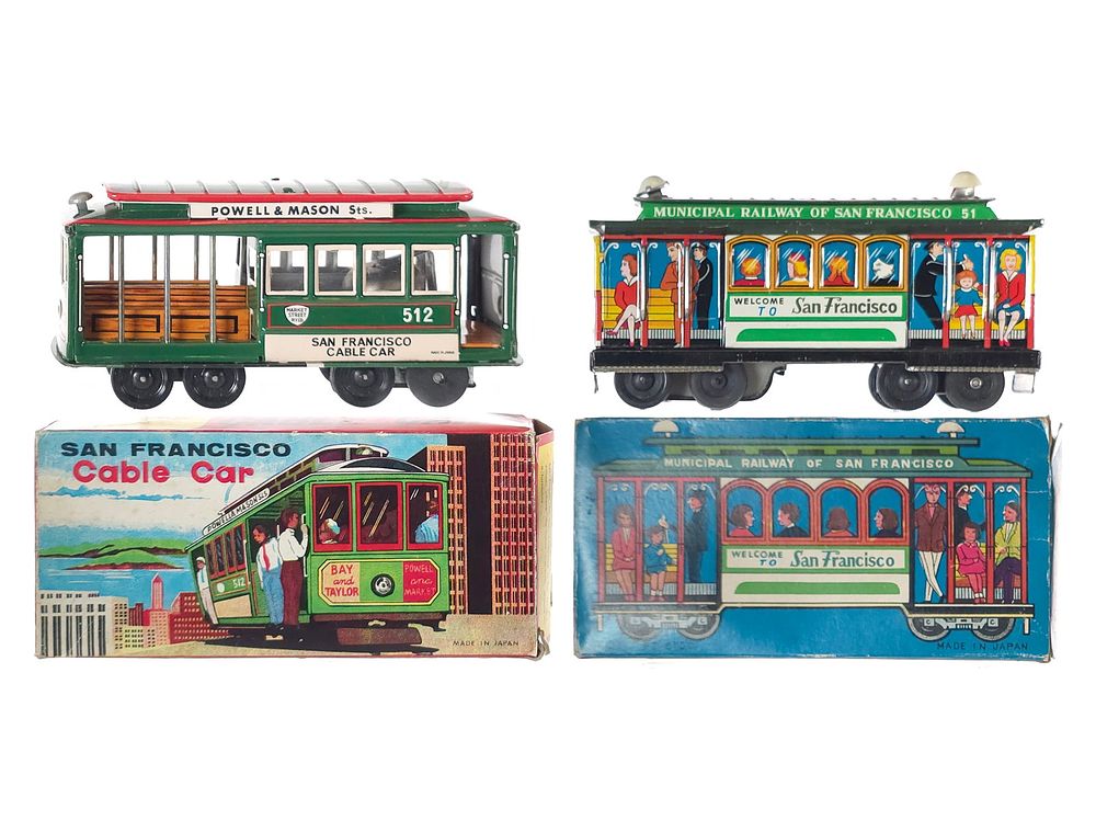 Lot 382C: (2) San Francisco Cable Cars Tin Toys Boxed