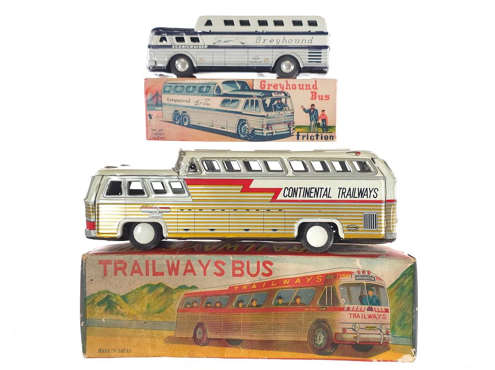 Lot 382D: (2) Daiya Greyhound & Playthings Trailway Bus Boxed