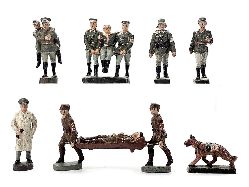 Lot 152: (9) Elastolin/Lineol German Medical, Triage & Stretcher Set