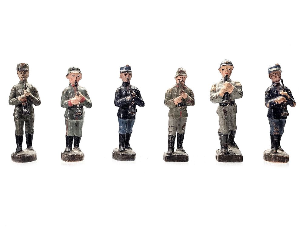 Lot 169: (6) Lineol/Elastolin Mixed Military Band Figures