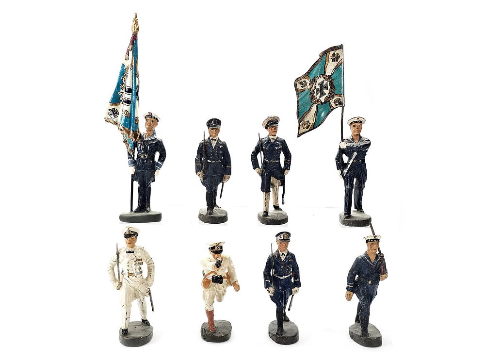 Lot 174: (8) Elastolin/Lineol Germany Kriegsmarine Navy Officers & Flag Bearers