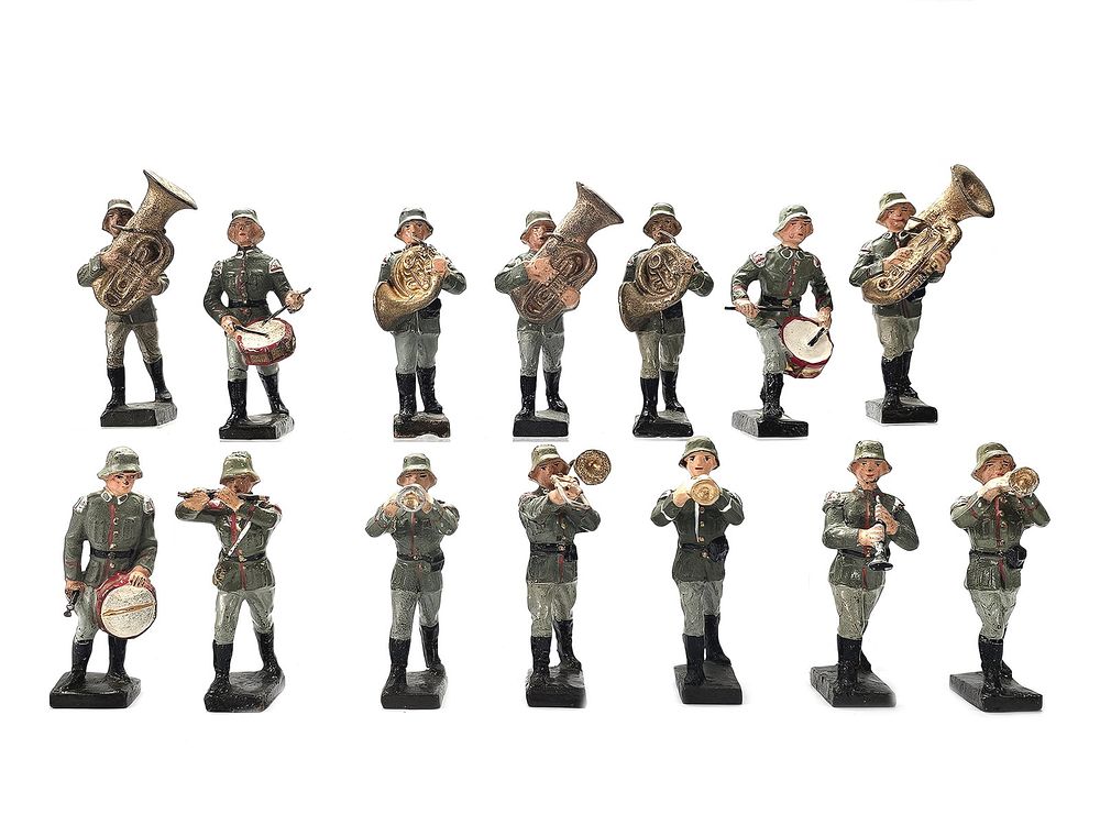 Lot 186: (14) Lineol German Military Marching Band Figures