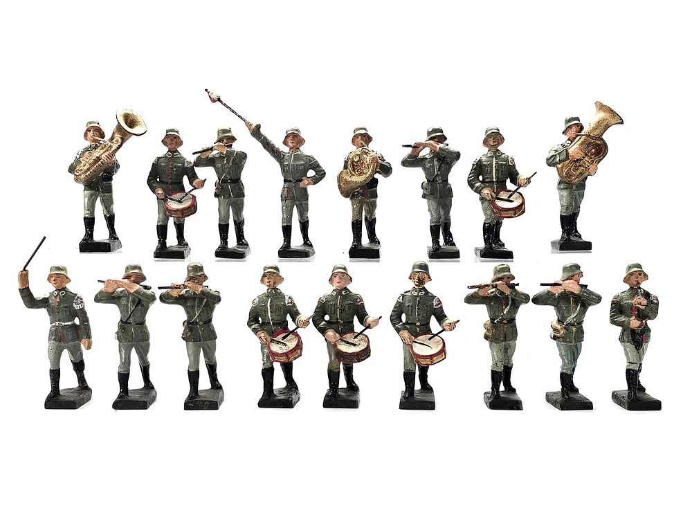 Lot 187: (17) Lineol German Military Marching Band Figures