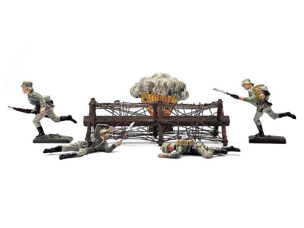 Lot 196: (6) Lineol German Wehrmacht Combat Engineers & Battlefield Accessories