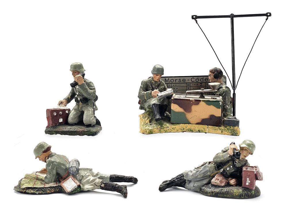 Lot 199: (4) Elastolin German Wehrmacht Signal Corps & Radio Station