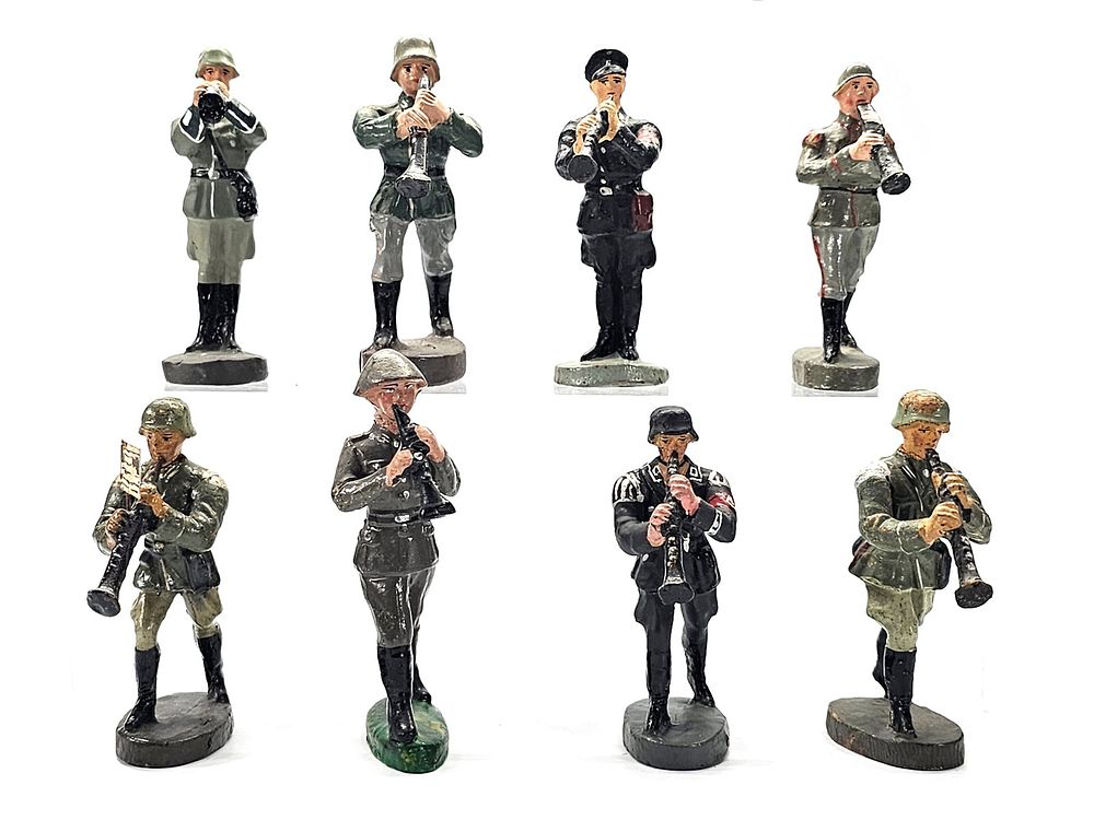 Lot 217: (8) Lineol/Elastolin Mixed German Infantry & SS Musicians
