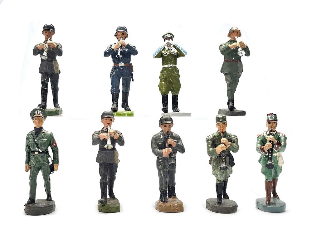 Lot 226: (9) Leyla/Elastolin Mixed Military Band