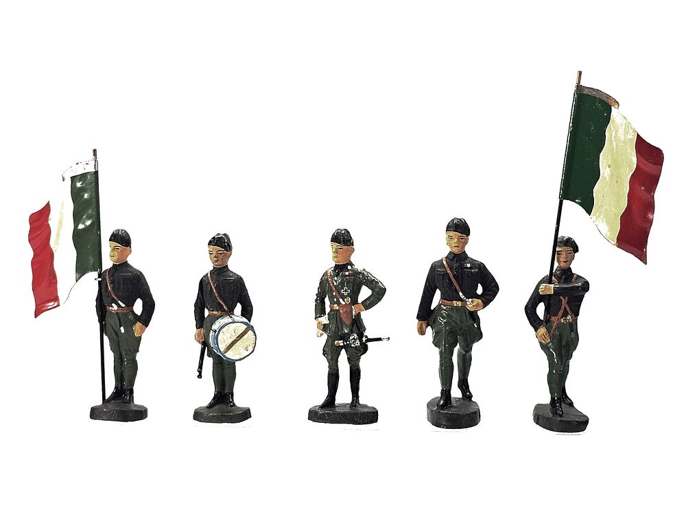 Lot 256: (5) Elastolin Italian Royal Army Color Guard & Command Group