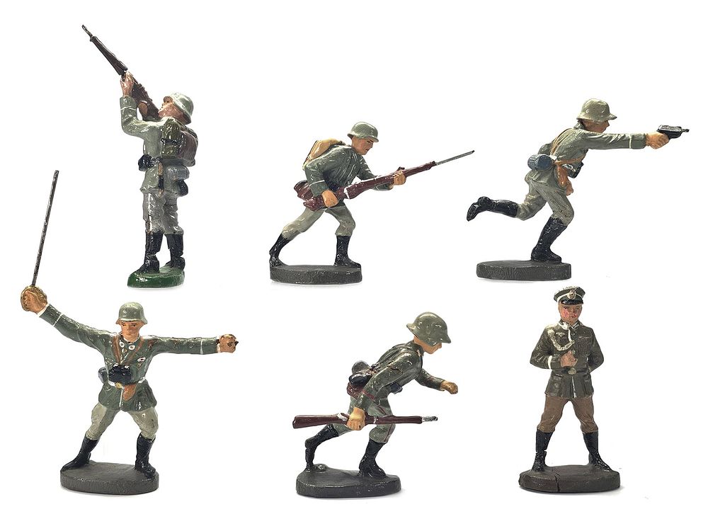 Lot 266: (6) Elastolin German Wehrmacht Infantry Combat Group