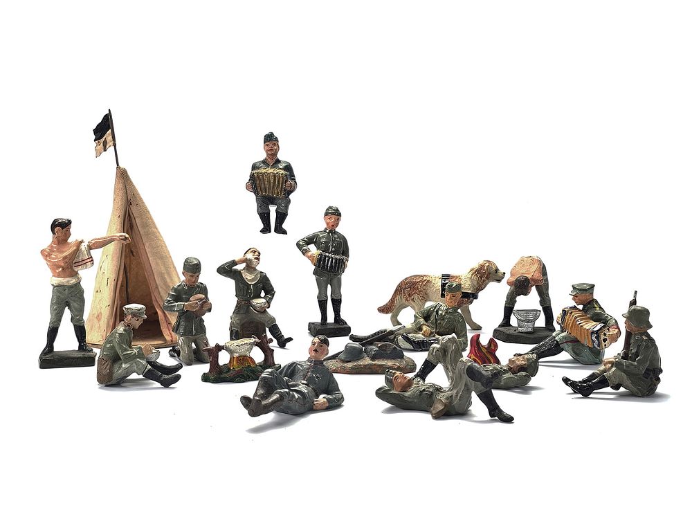 Lot 272: (18) Lineol/Elastolin German Military Camp Site & Bivouac Scene