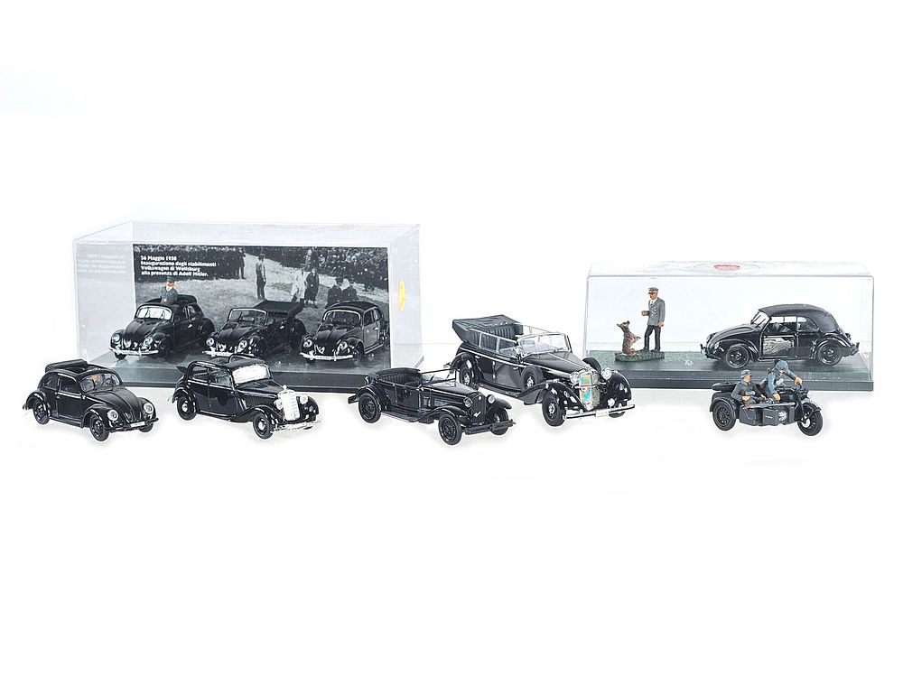 Lot 279: (9) Rio & Model Box German State Vehicles, Wolfsburg Dioramas & Motorcycle