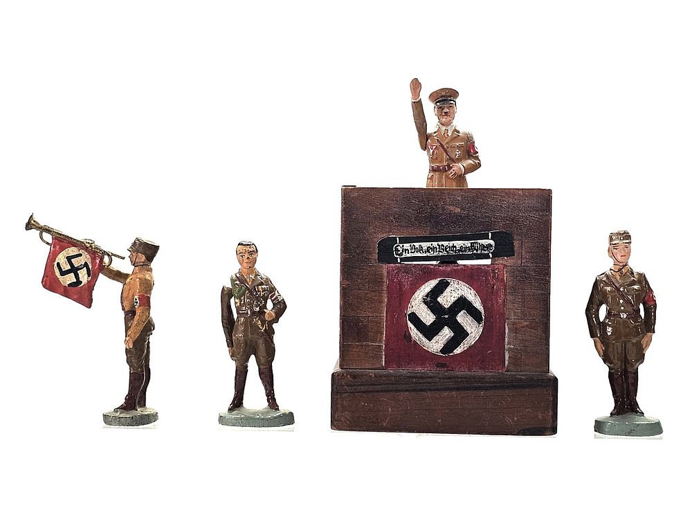Lot 284: (5) Elastolin NSDAP Hitler & Political Figures with Wooden Podium