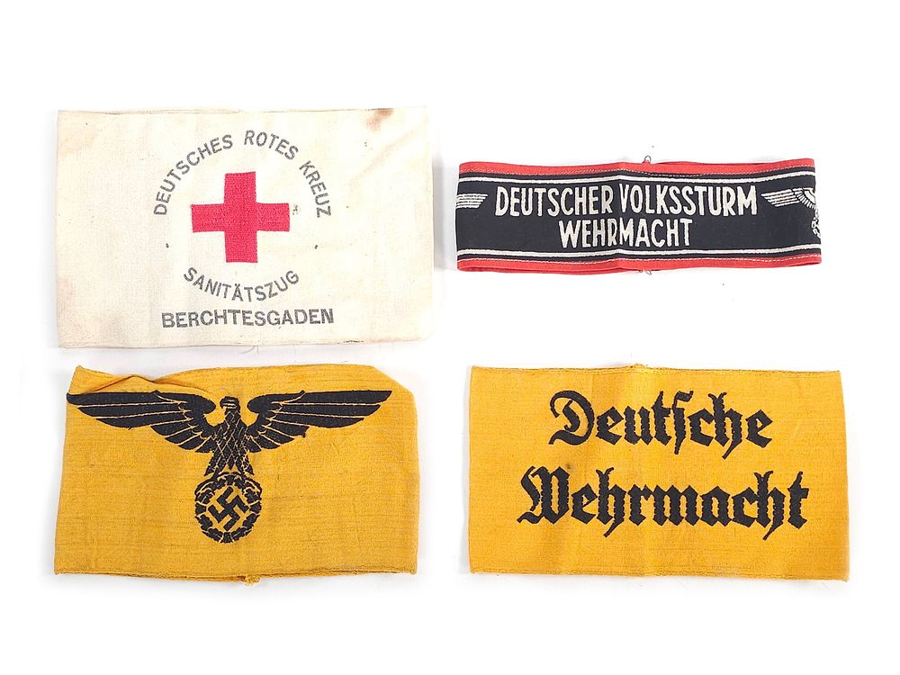 Lot 310: (4) Deutscher Volkssturm & Wehrmacht WWII Military Armbands