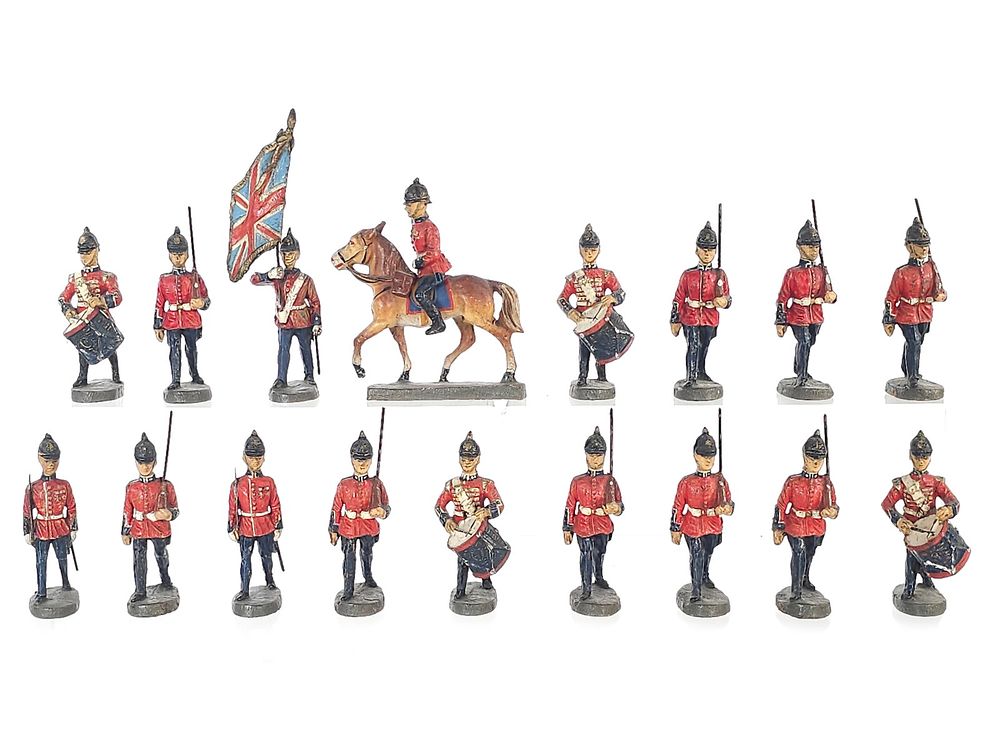 Lot 340: (18) Elastolin British Line Infantry Corps Band & Cavalry
