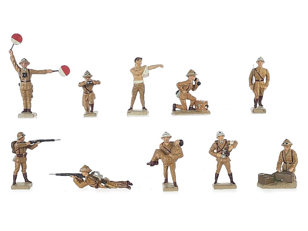 Lot 360: (10) Lineol German Afrika Korps Desert Signals & Medical Unit