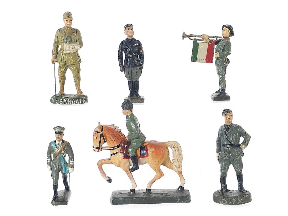 Lot 362: (7) Lineol/Elastolin Italian Army Mussolini, Badoglio Figures