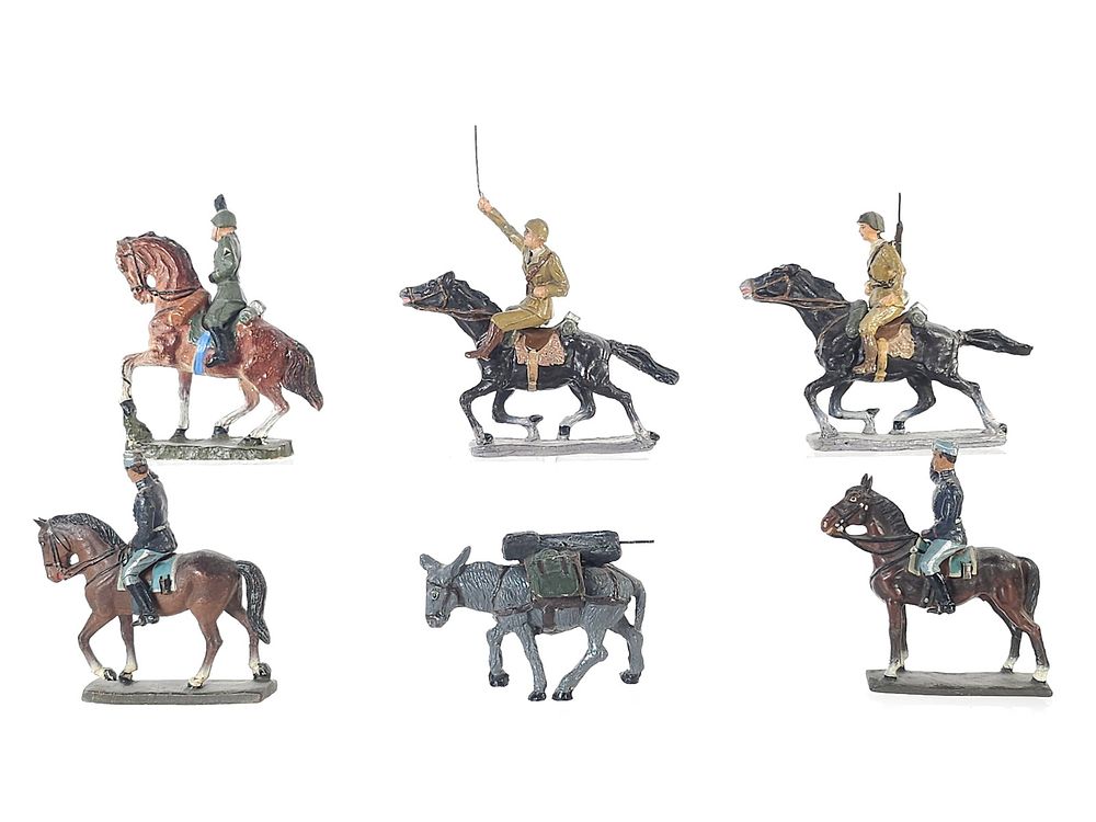 Lot 363: (6) Lineol/Chialu Italian Army Cavalry & Pack Donkey