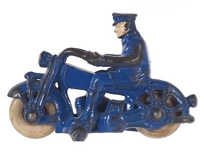 A.C. Williams Medium Cast Iron "Fat Cop" Blue. A large A.C. Williams "Fat Cop" motorcycle 