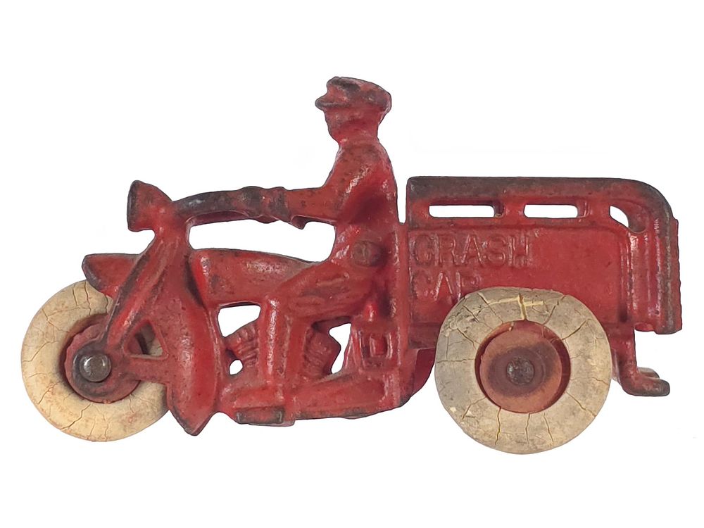 Lot 404: Hubley Toys Red Crash Car Cast Iron