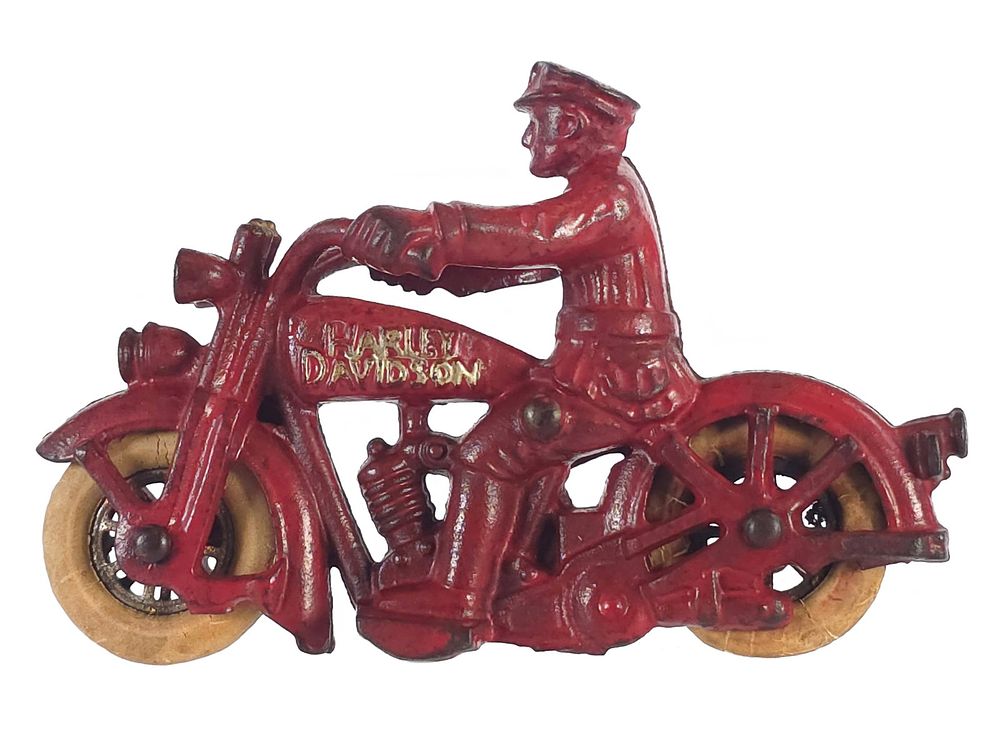 Lot 411: Hubley Red Cast Iron Harley Motorcycle