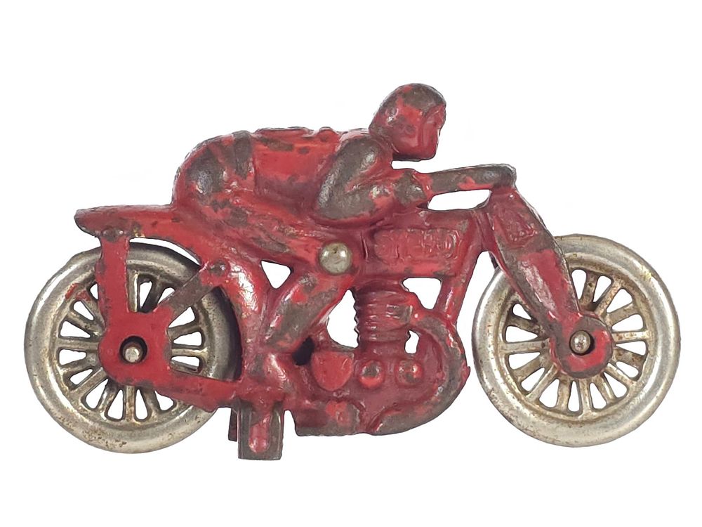 Lot 413: Hubley No. 5 "SPEED" Motorcycle in Red