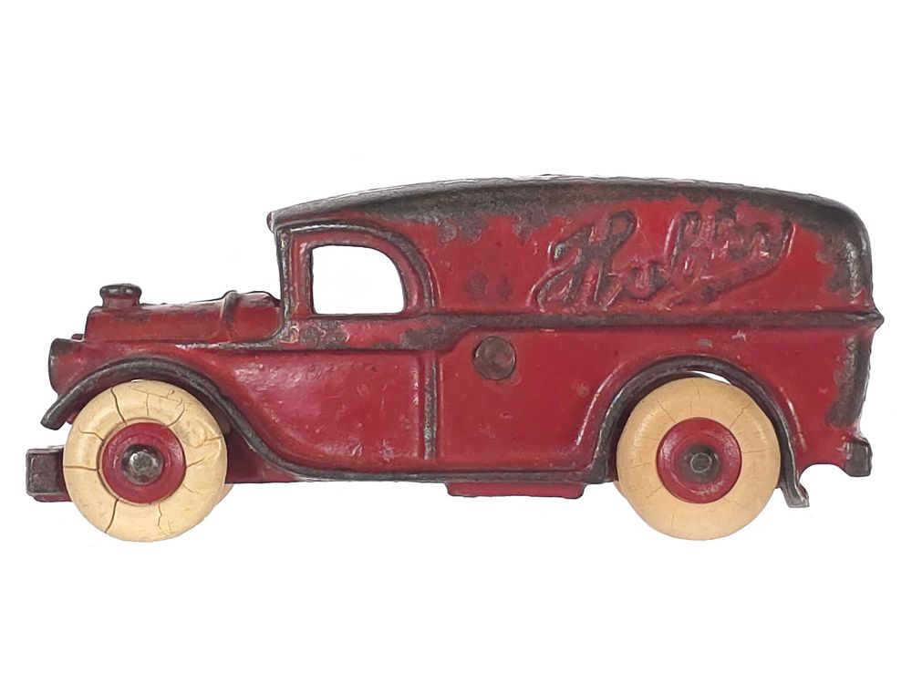 Lot 424: Hubley Red Cast Iron Panel Van