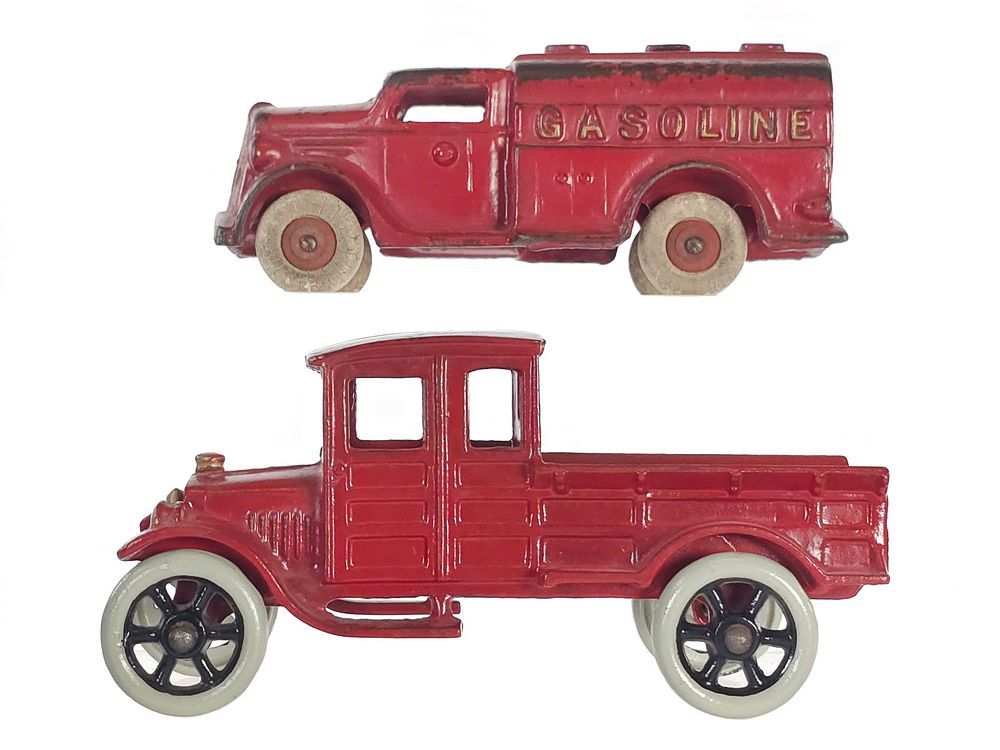 Lot 434: (2) A.C. Williams Cast Iron Delivery Truck & Gasoline Truck