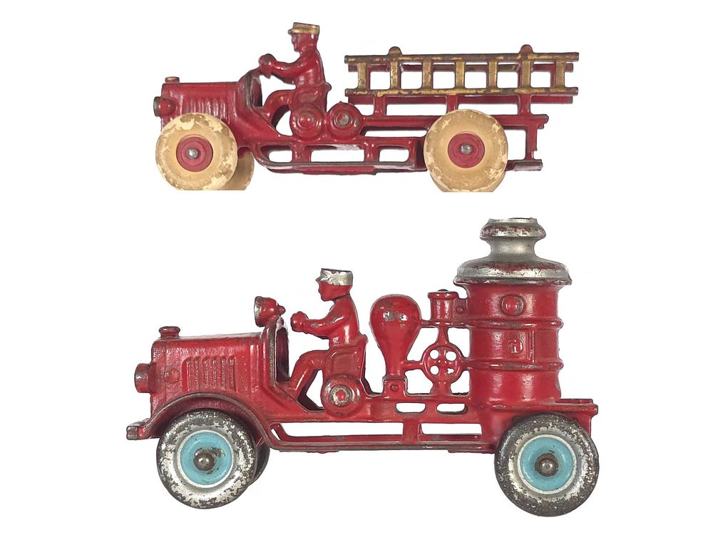 Lot 435: (2) Hubley Cast Iron Fire Ladder Truck & Pumper