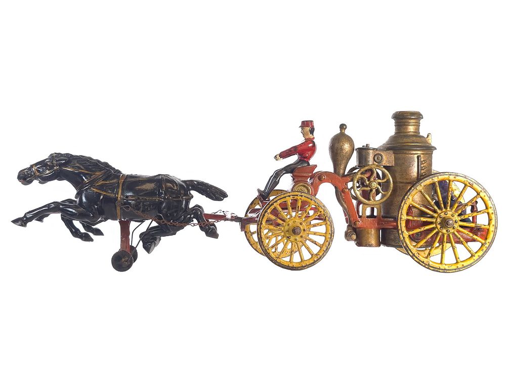 Lot 465: 1900 Wilkins Horse-Drawn Fire Pumper Cast Iron