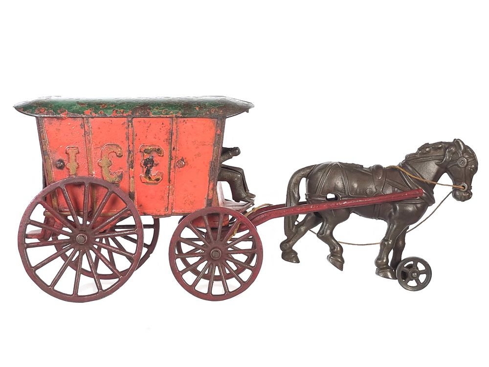 Lot 472: Hubley Horse-Drawn Ice Wagon Cast Iron