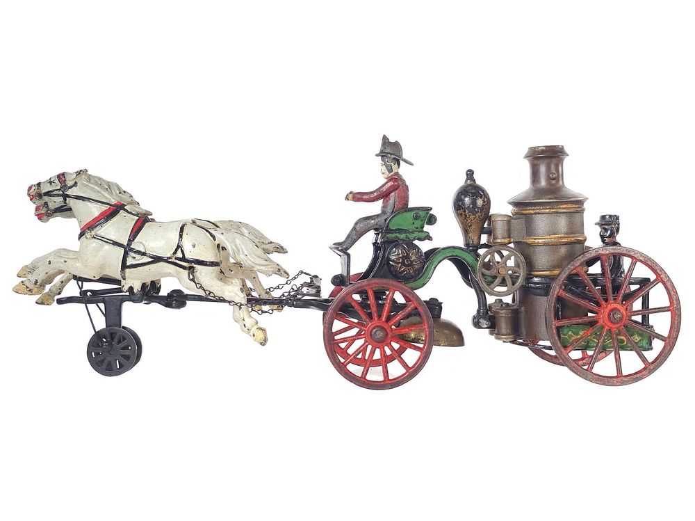 Lot 477: Carpenter Cast Iron Horse-Drawn Fire Pumper
