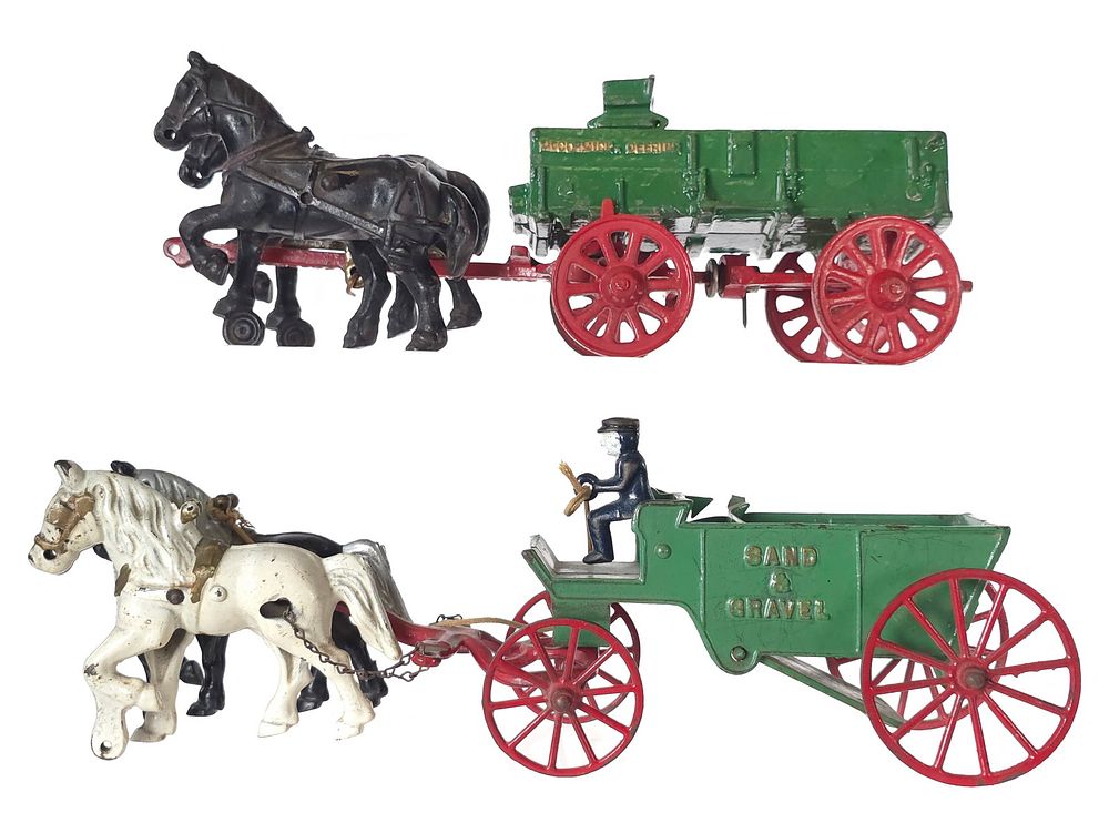 Lot 479: (2) Kenton & Arcade Cast Iron Horse-Drawn Carriages