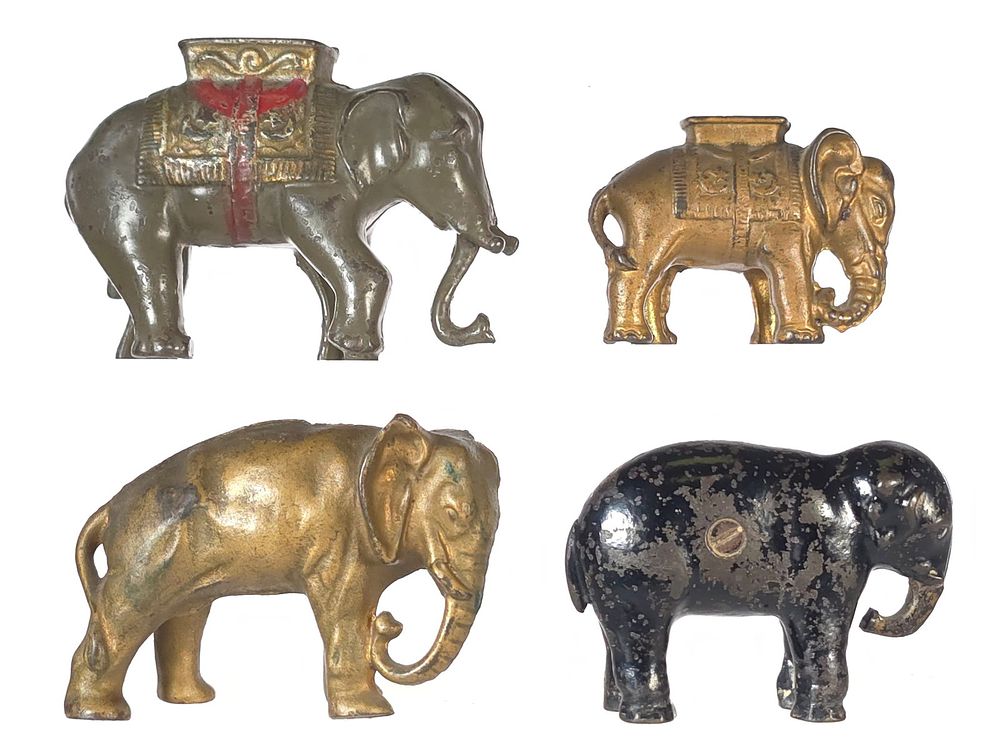 Lot 496: (4) Williams/Wing/Arcade Cast Iron Elephant Banks