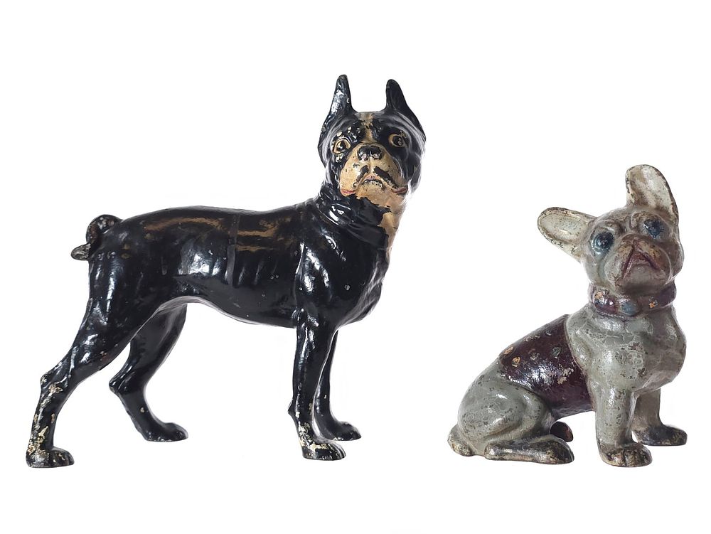 Lot 504: (2) Hubley Cast Iron Boston Terrier & French Bulldog Doorstops