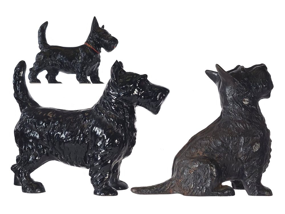 Lot 506: (3) Hubley Cast Iron Scottie Dog Doorstops
