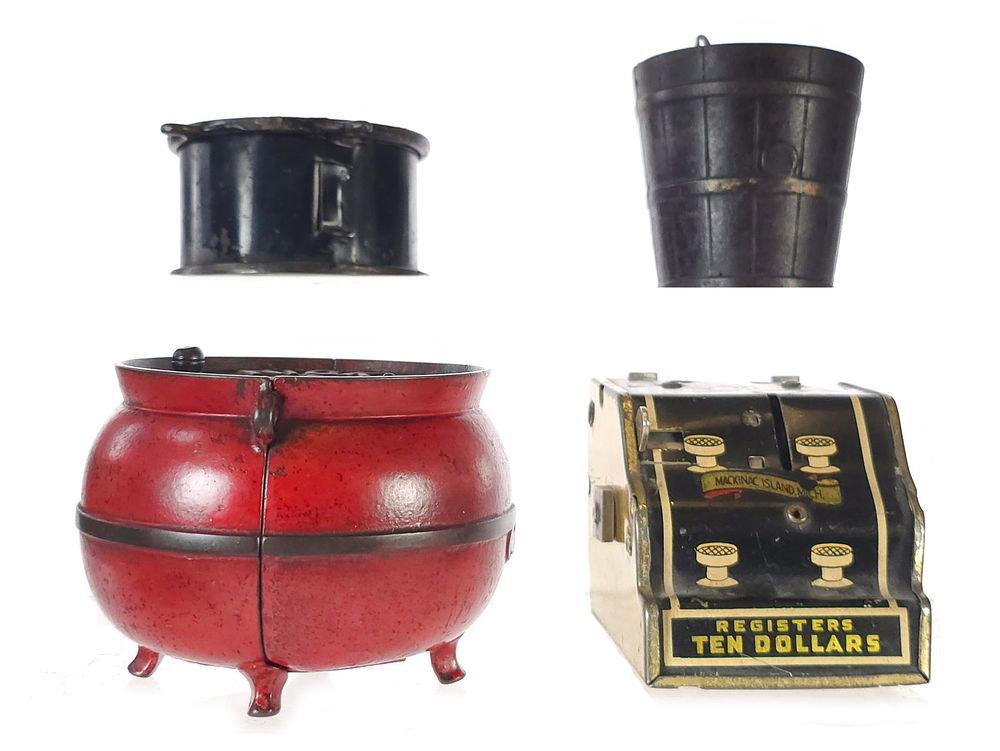 Lot 513: (4) Cast Iron Banks Kyser & Rex/Williams Banks