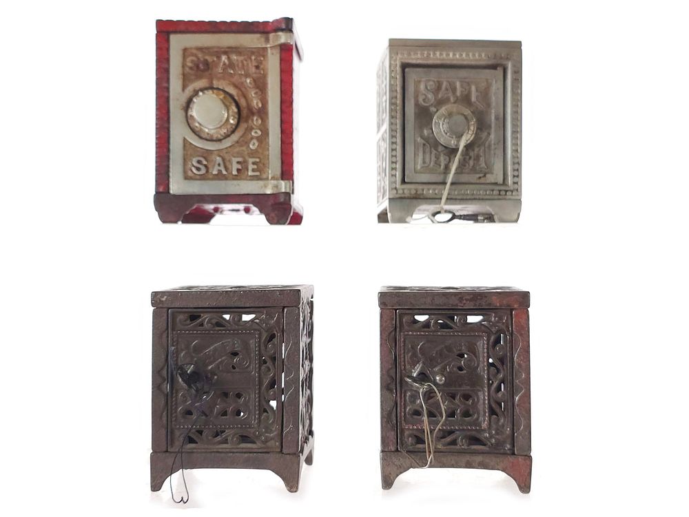 Lot 514: (4) Cast Iron Safe Banks Kyser & Rex/Stevens