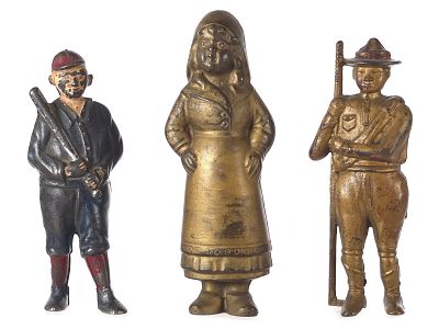 (3) A.C. Williams & Grey Iron Cast Iron Figural Still Banks. Three cast iron figural still banks 