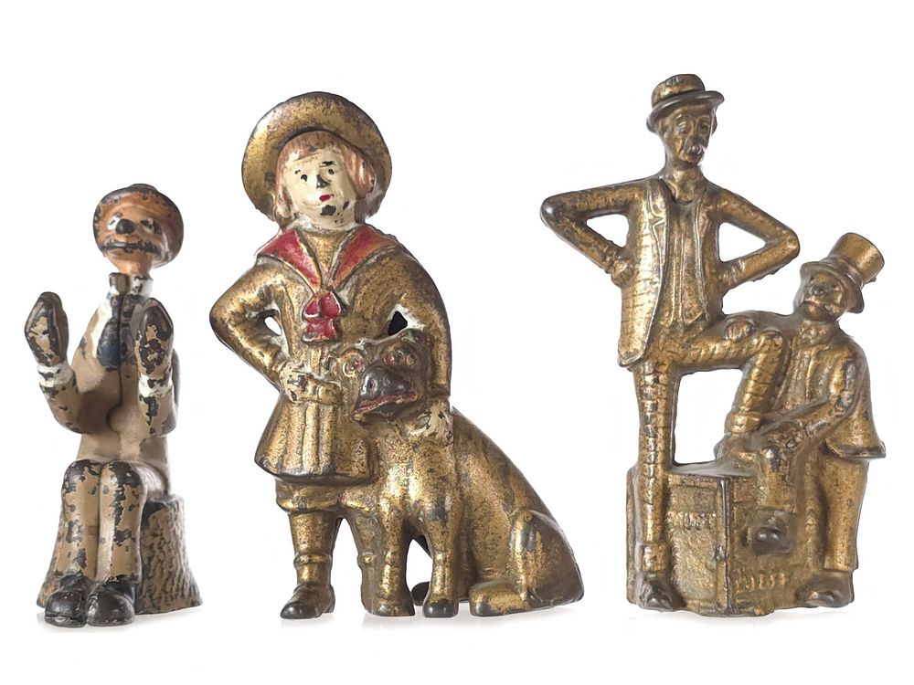Lot 530: (3) A.C. Williams & Hubley Cast Iron Comic Character Still Banks