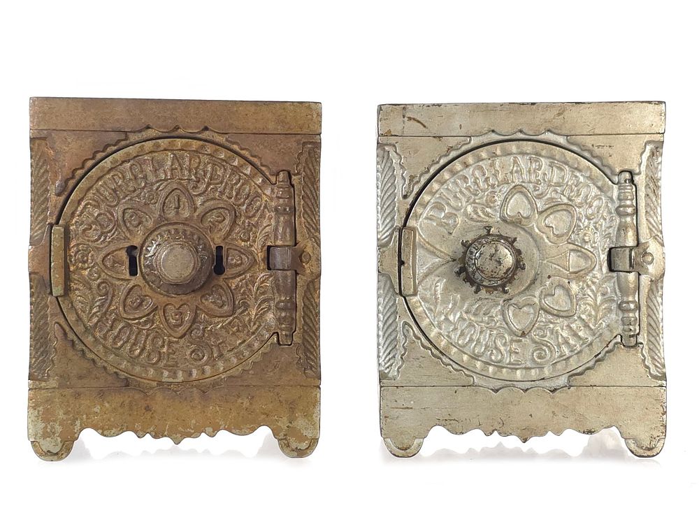 Lot 533: (2) J.&E. Stevens Burglarproof House Safe Cast Iron Combination Bank