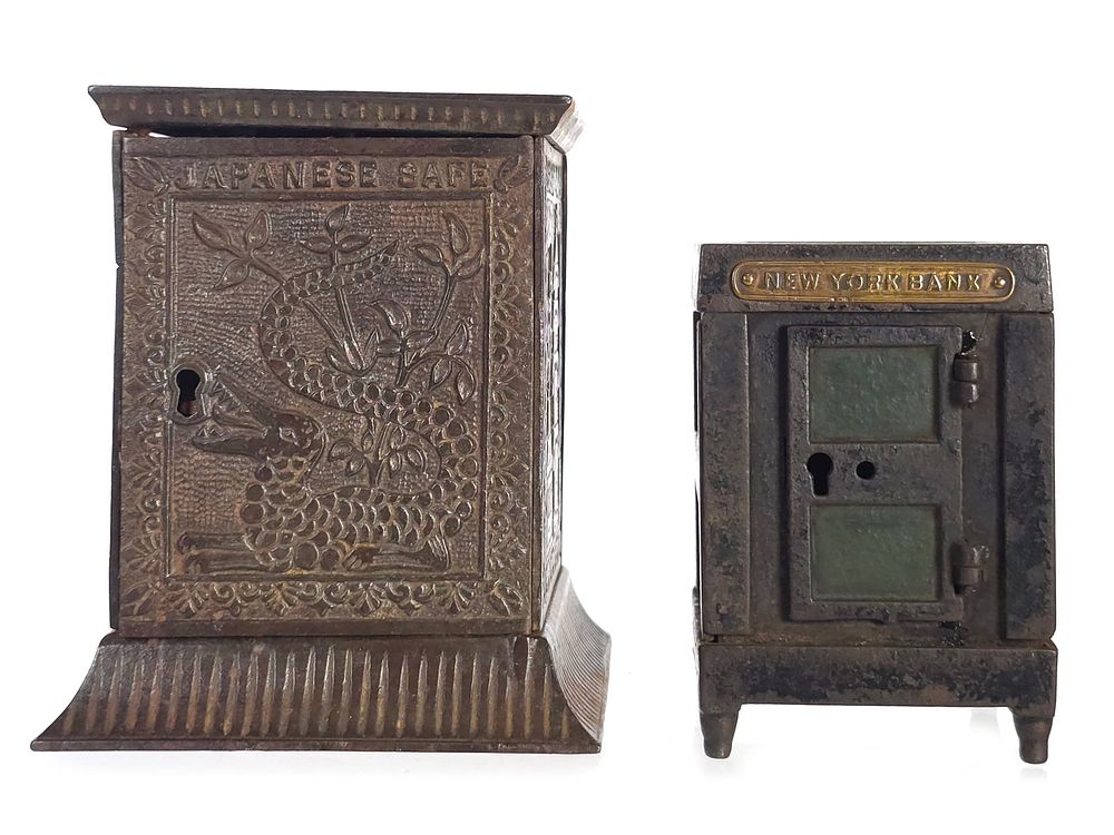 Lot 545: (2) Kyser & Rex "Japanese Safe" & J. & E. Stevens "New York Bank" Safe Banks