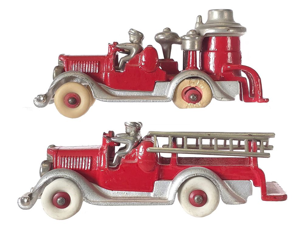 Lot 552: (2) Hubley Cast Iron Fire Pumper & Ladder Truck