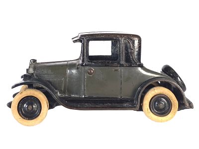 Arcade Toys Chevrolet Cast Iron Car. A two-tone Arcade Toys Chevrolet Coupe, circa 1926, is 